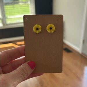 Yellow Daisy Flower Stud Earrings - Bright Yellow Floral Posts